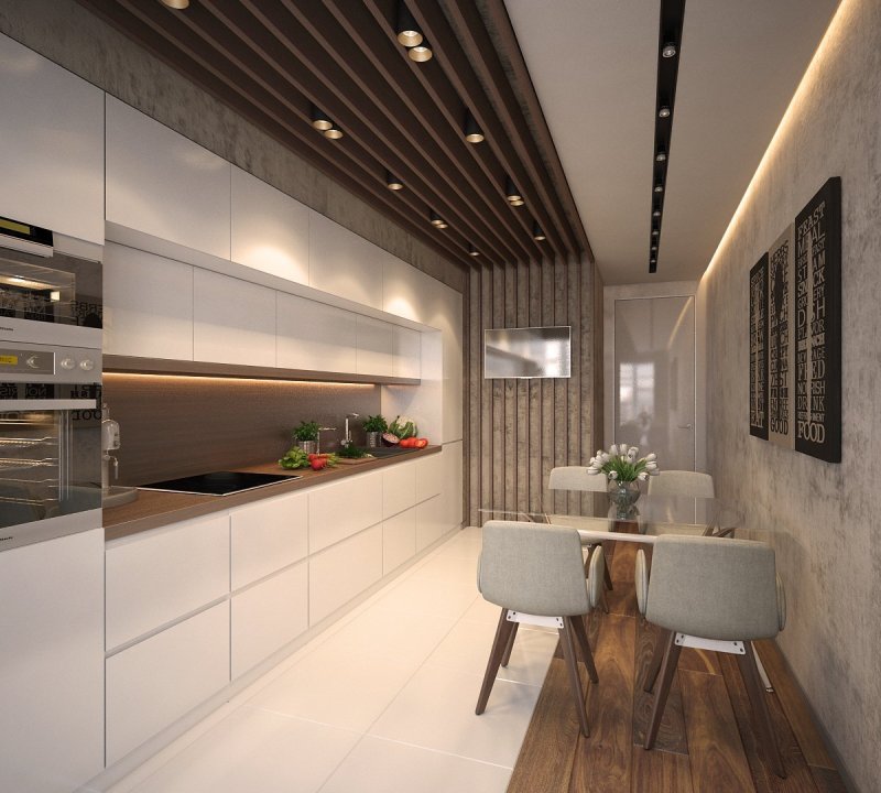 The interior of the kitchen is modern