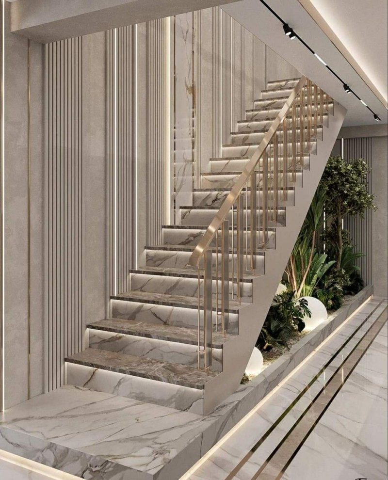 The staircase is modern design