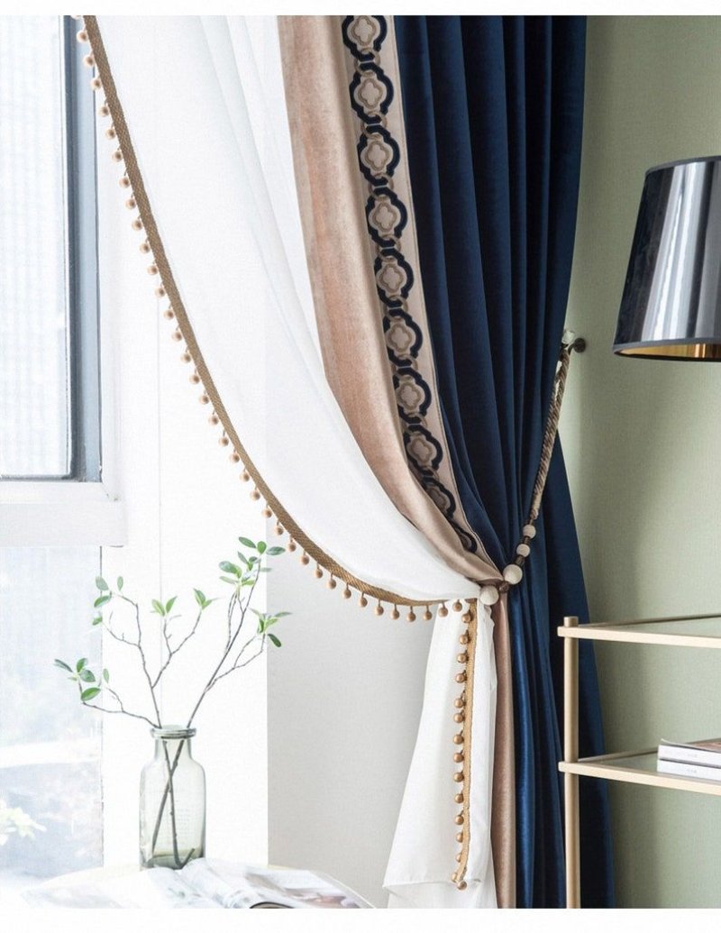 Velvet curtains in a modern interior