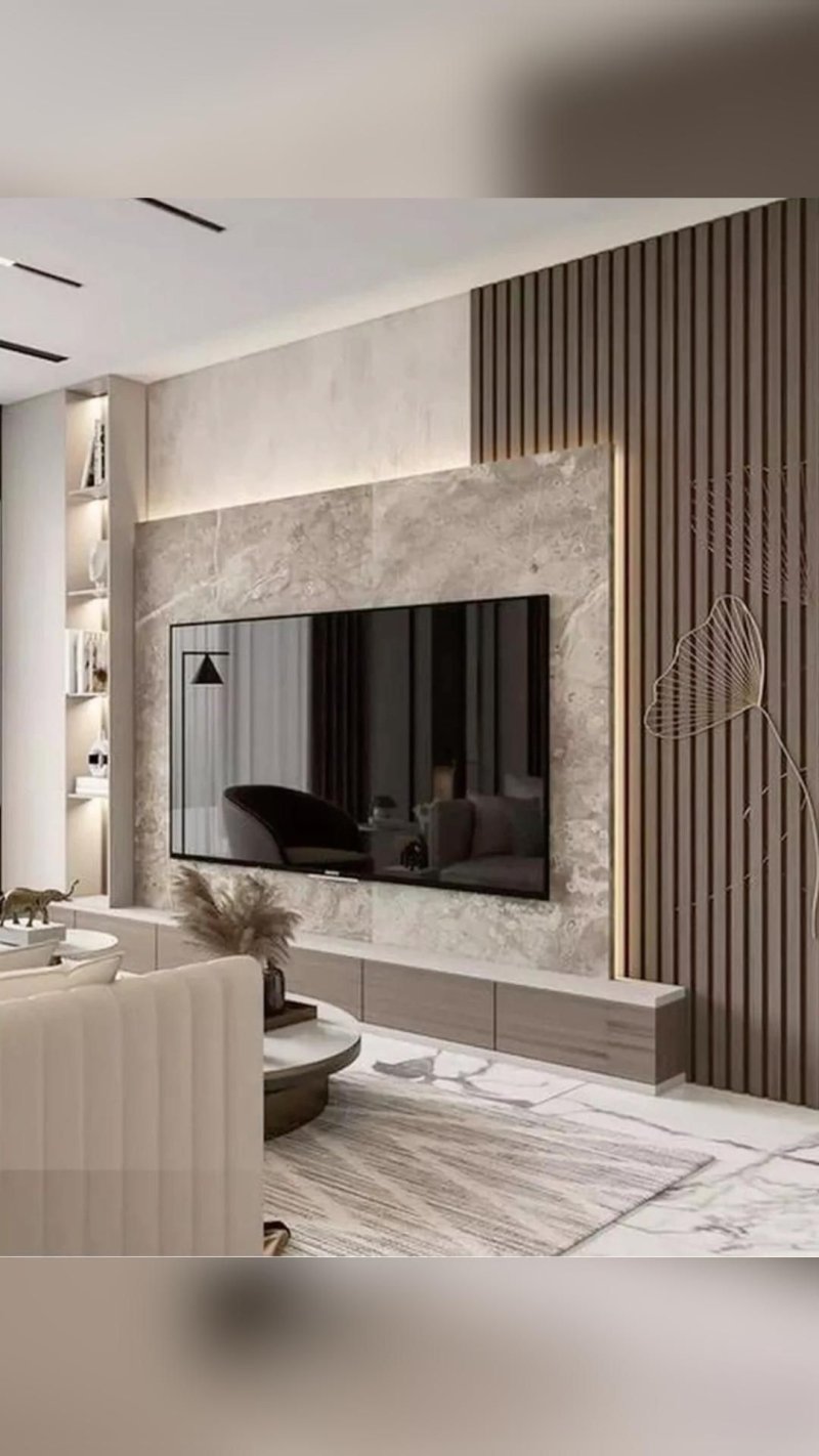 Design TV Zone in the living room in a modern style