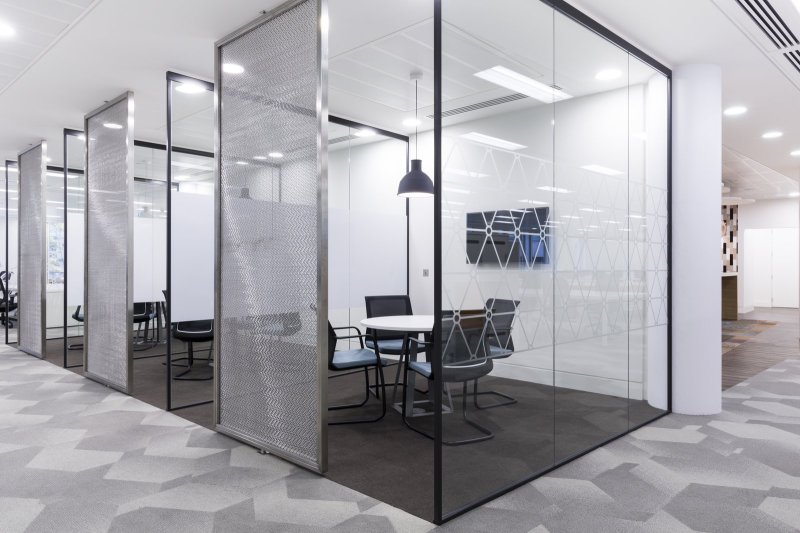 Glass office partitions