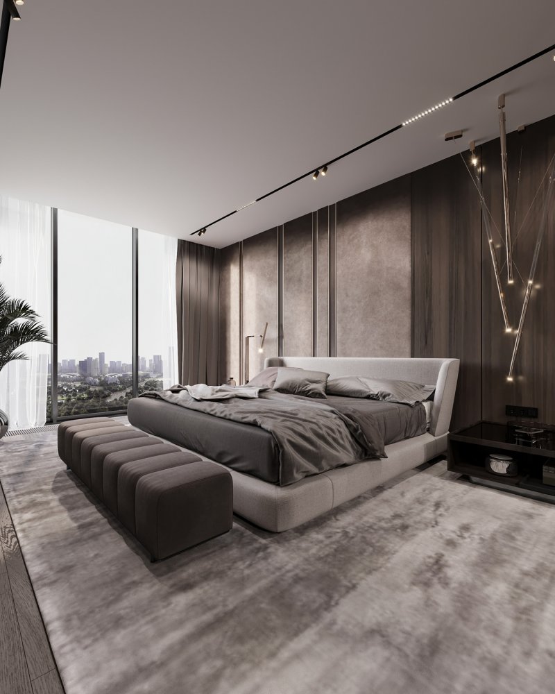 The interior of the bedroom is modern