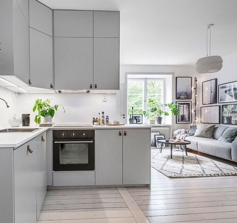 Gray kitchen in the Scandinavian style