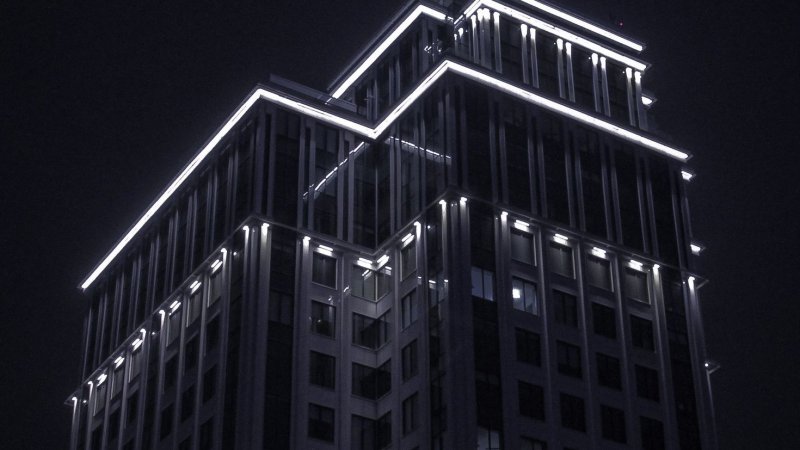 Architectural illumination of the building of the city hall Naberezhnye Chelny