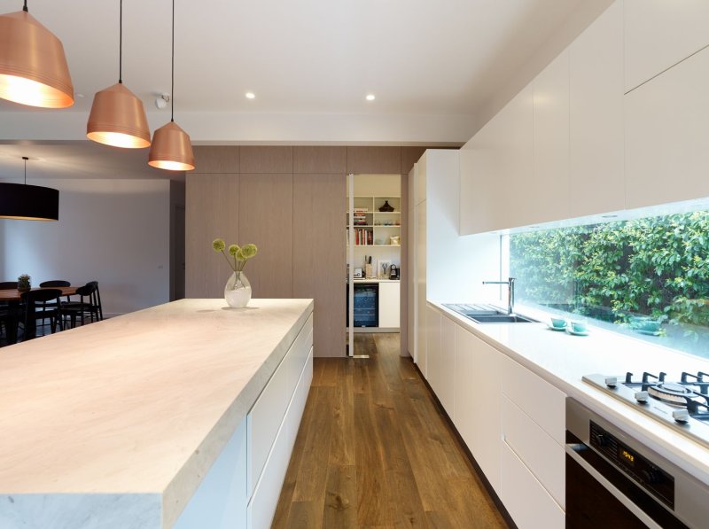 The interior of the kitchen is modern