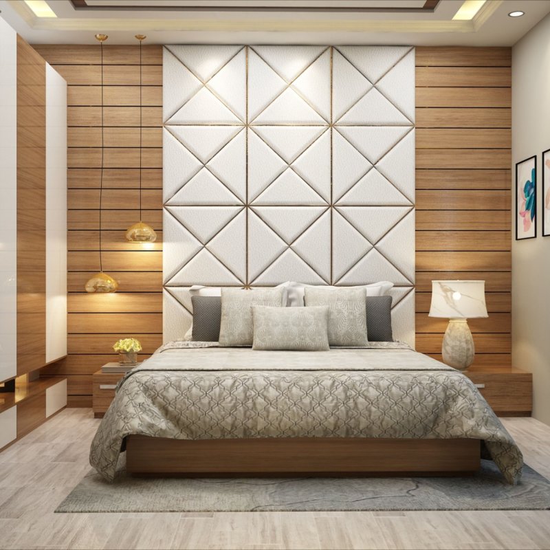 Soft wall panels in the bedroom