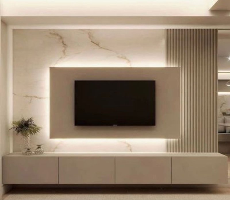 Design TV Zone in the living room in a modern style