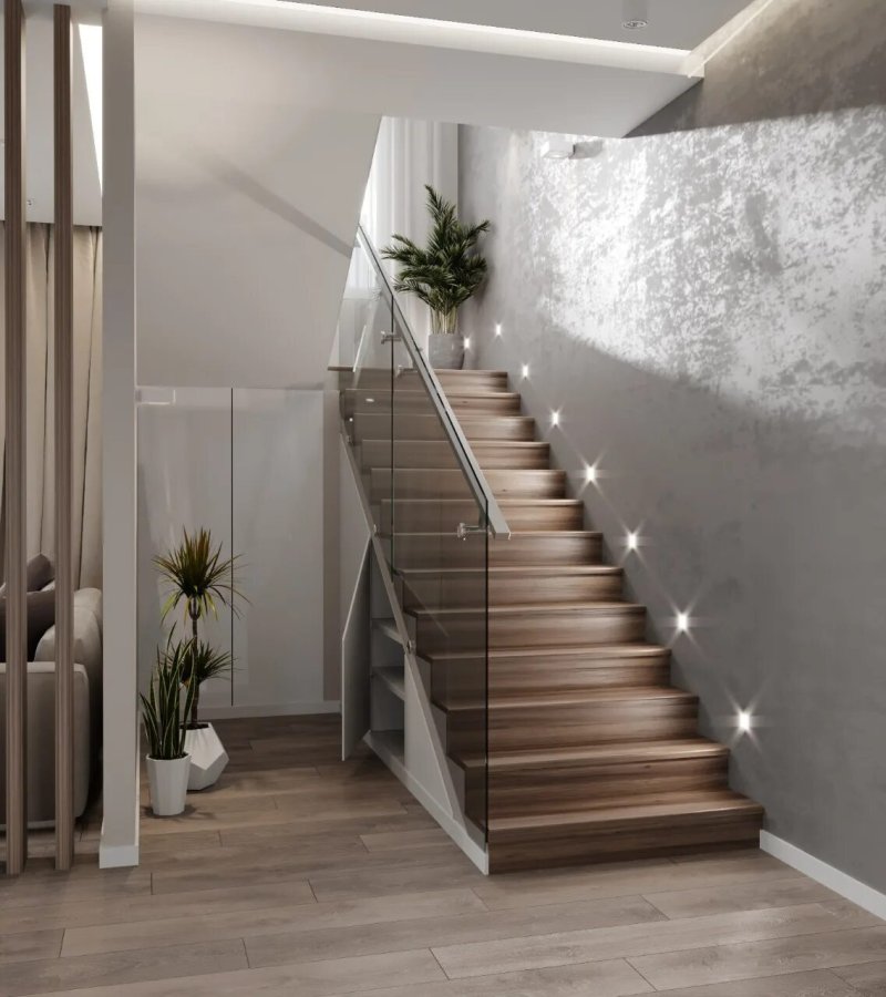 Modern stairs in the interior of a private house