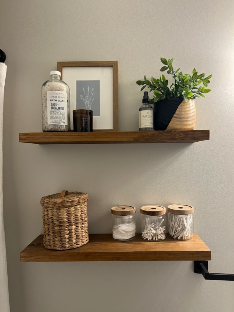 Wooden shelves