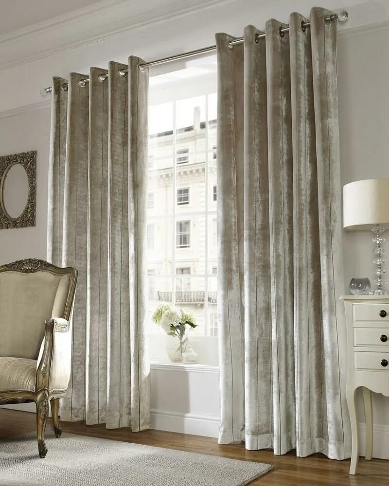 Velvet curtains in a modern interior