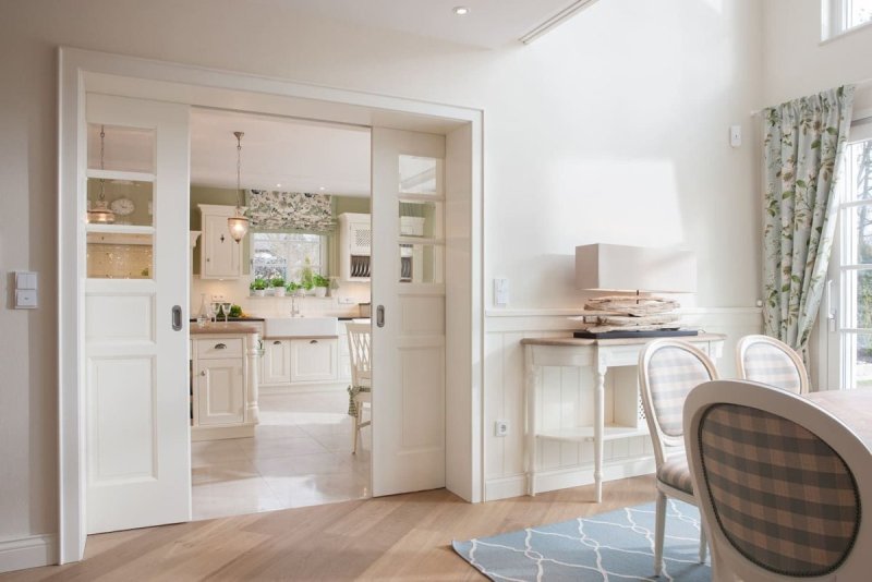 Kitchen with sliding doors