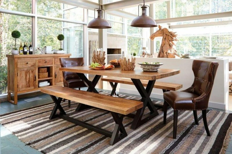 Dining table in a rustic style