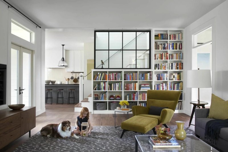 Book Shelves in the interior of the living room