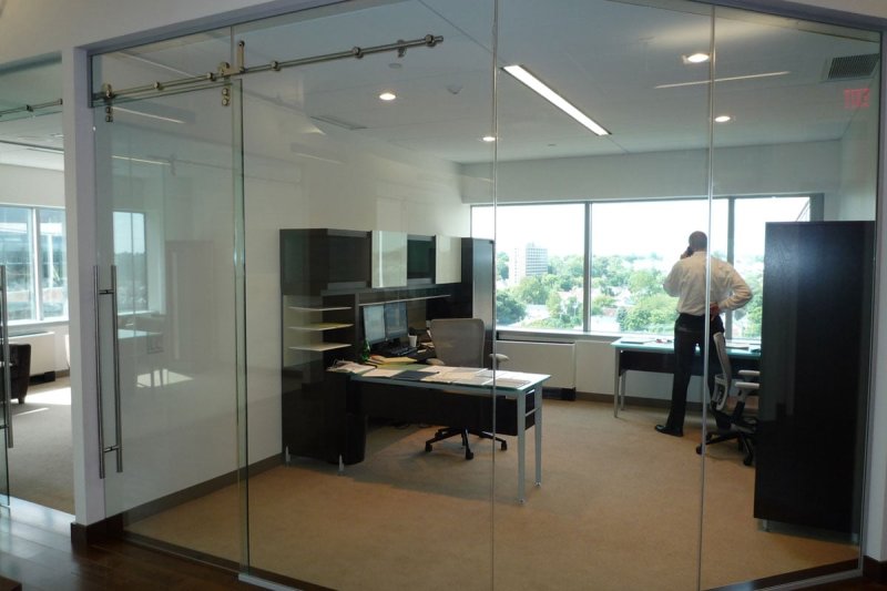 Glass office partitions