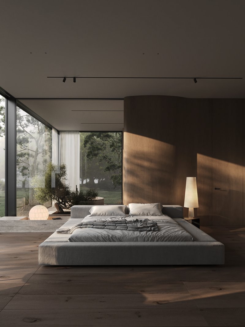 The interior of the bedroom is modern