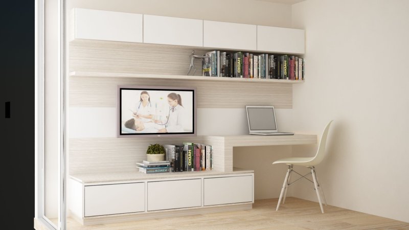 Computer table in the living room in a modern style