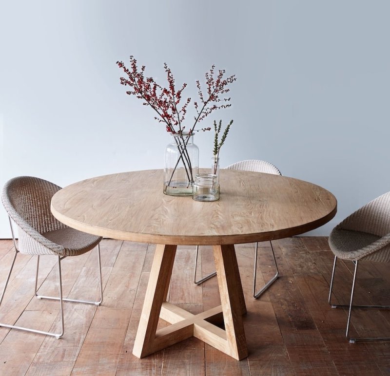 Round dining table in the style of loft