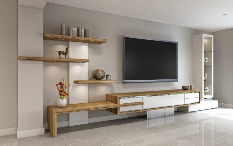 Living room shelves in a modern style