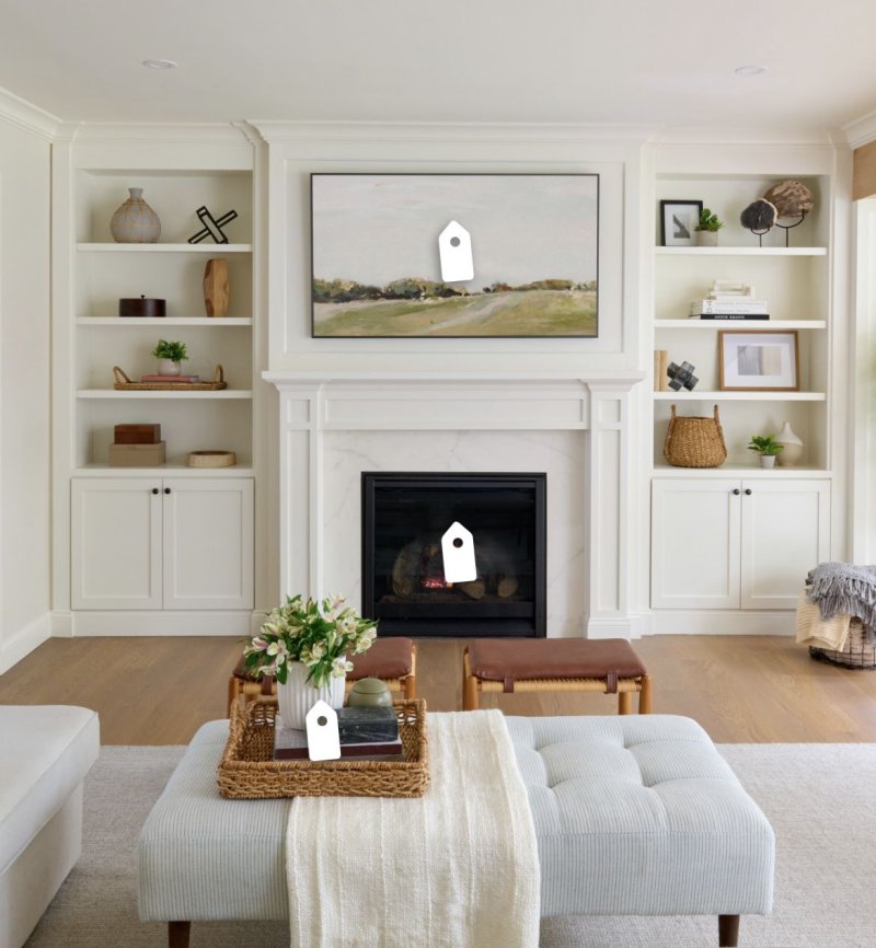 Fireplace in the interior of the living room in a modern style