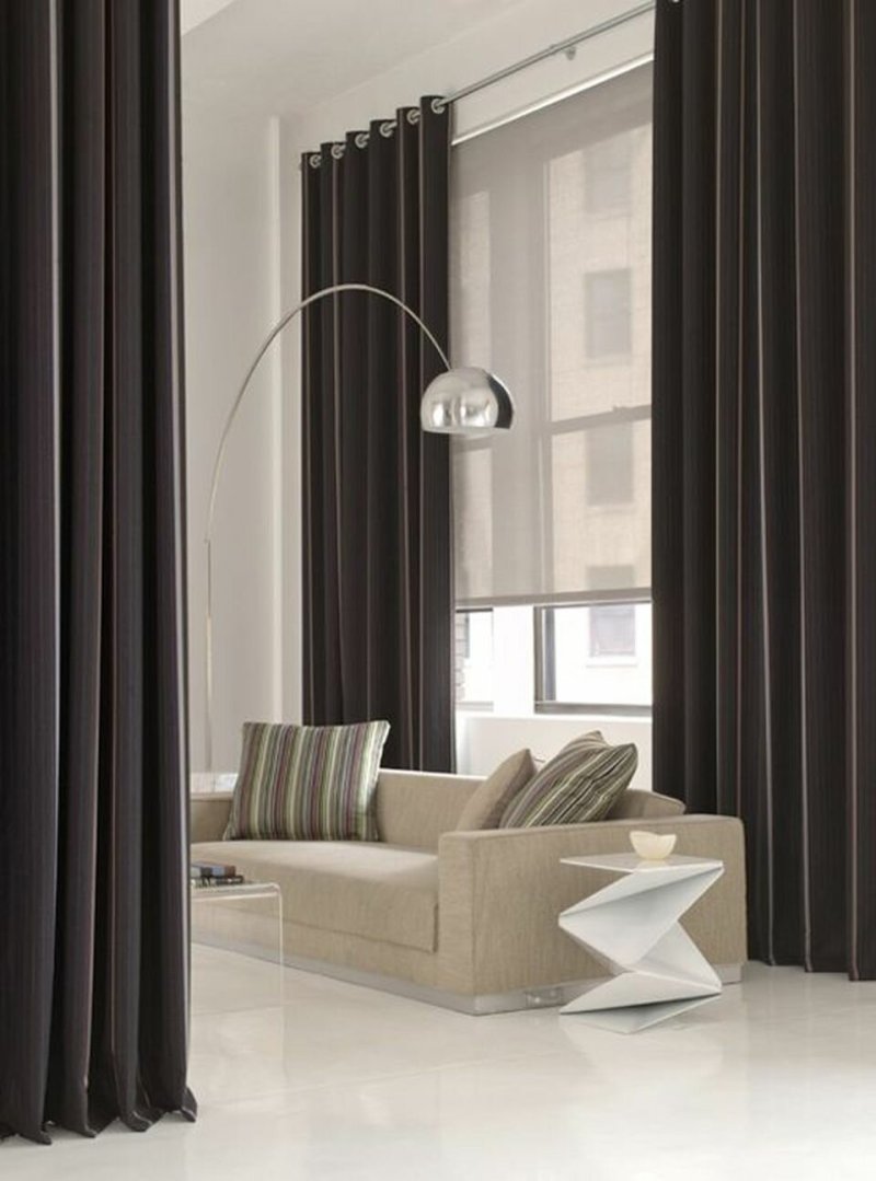 Curtains in the interior of the living room in a modern style