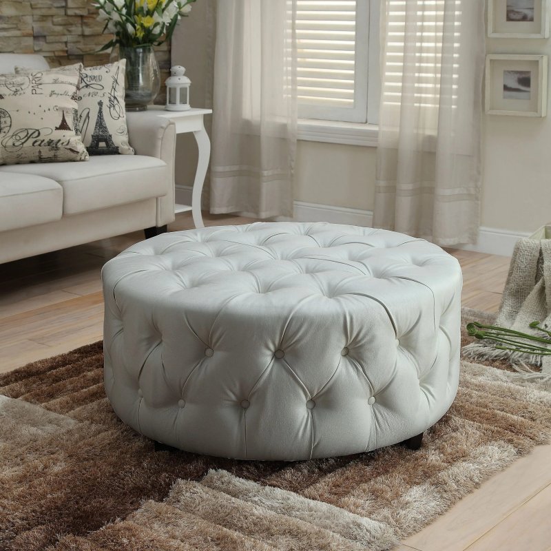 Round ottoman with carriage screed