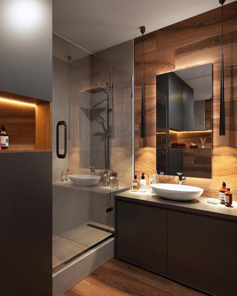 The interior of the bathroom in a modern style