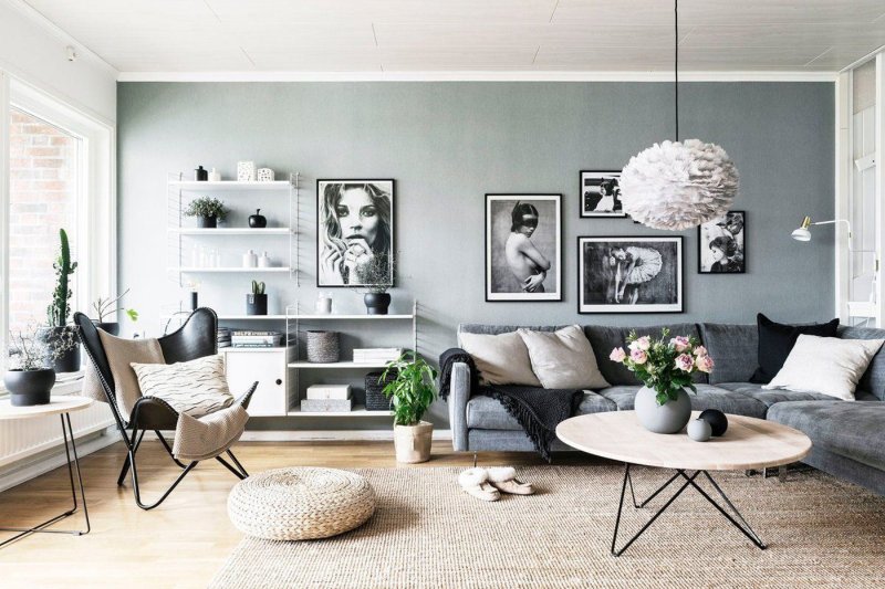 Scandy style living room gray