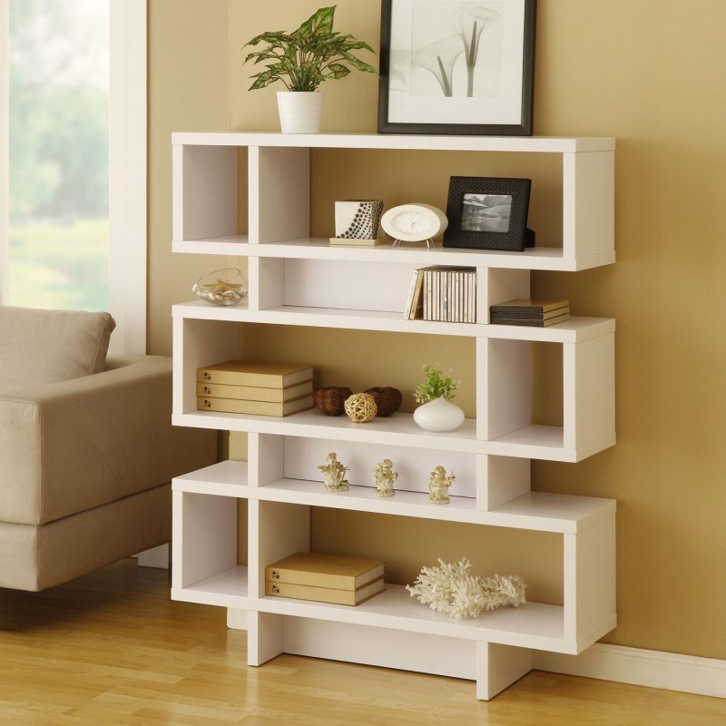 Wooden rack with open shelves