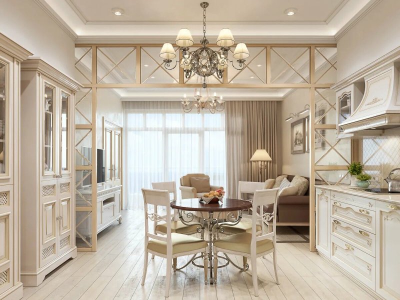 Kitchen living room in Provence style in a private house