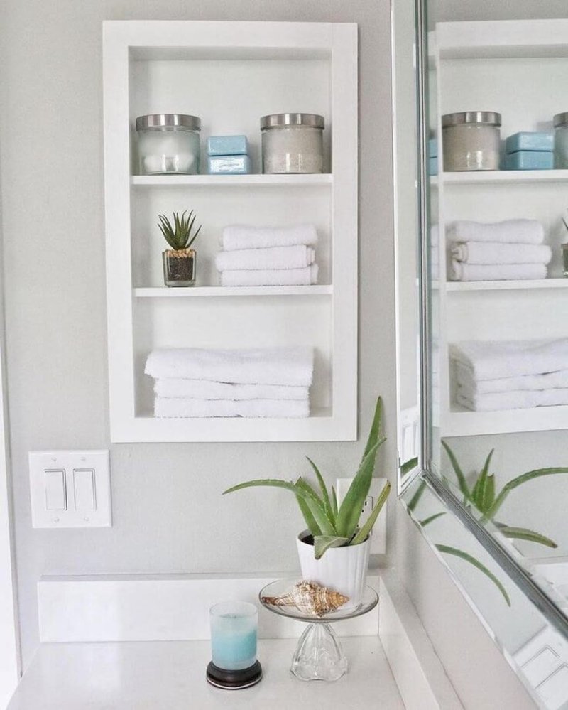 Built -in shelf in the bathroom