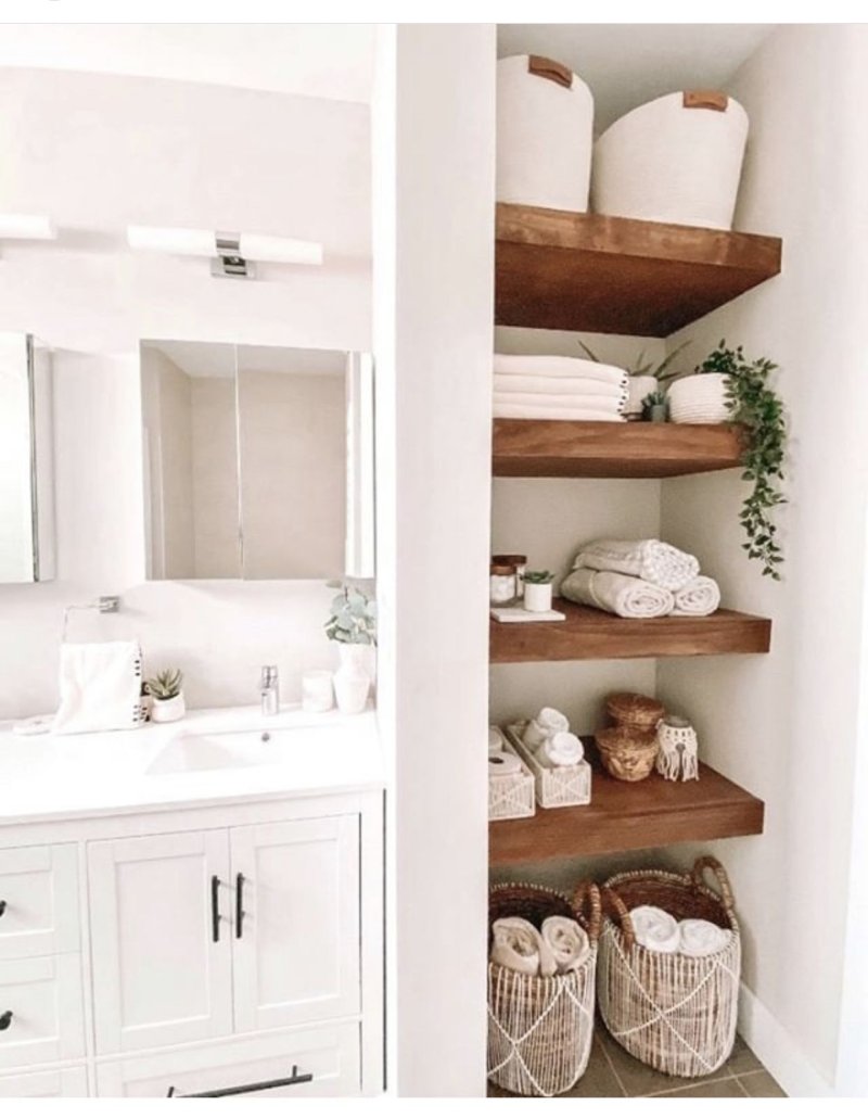 Open shelves in the bathroom