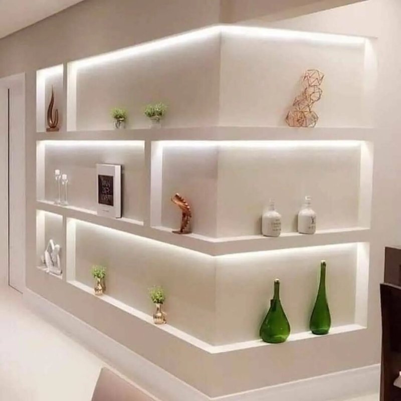 Built -in shelves in the wall