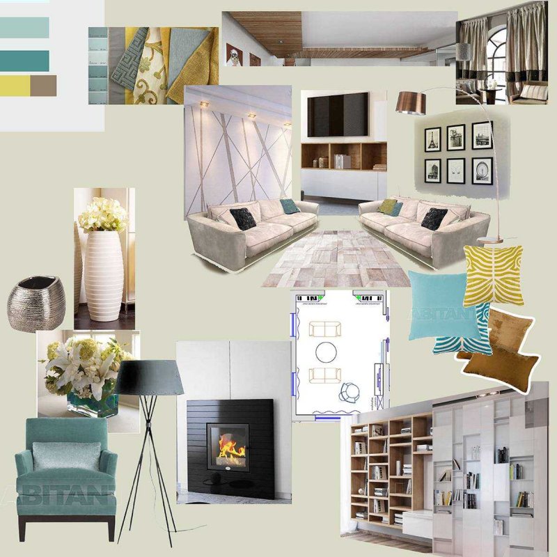 Designing collage of the interior