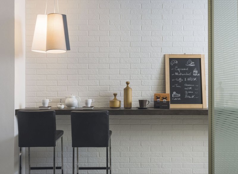 Brick wall in the interior of the kitchen