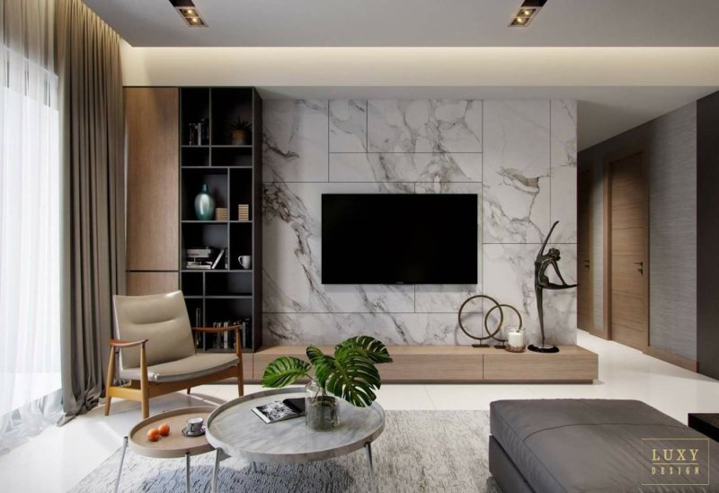 Design TV Zone in the living room in a modern style