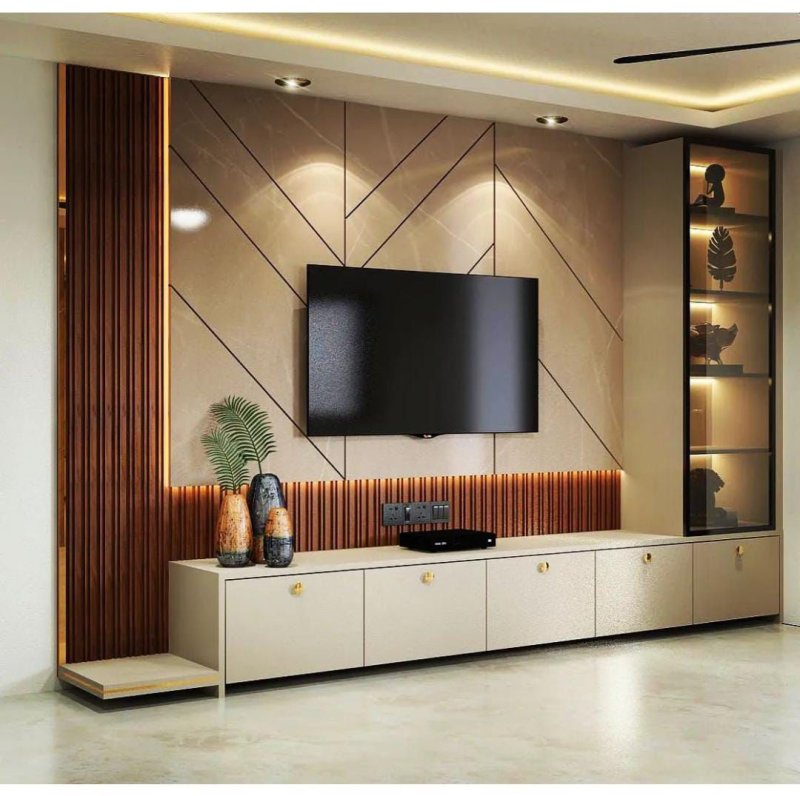 Design TV Zone in the living room in a modern style