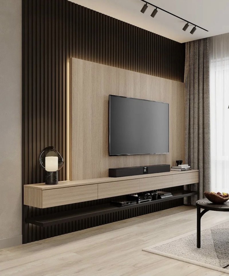 Design TV Zone in the living room in a modern style