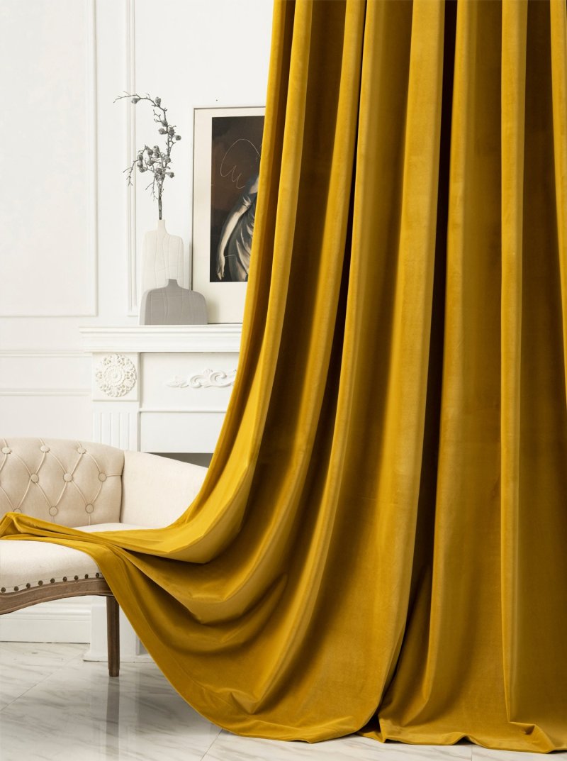 Yellow velvet curtains