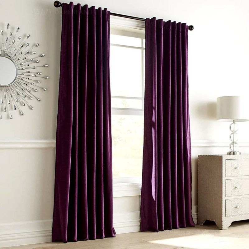 Velvet curtains in the interior