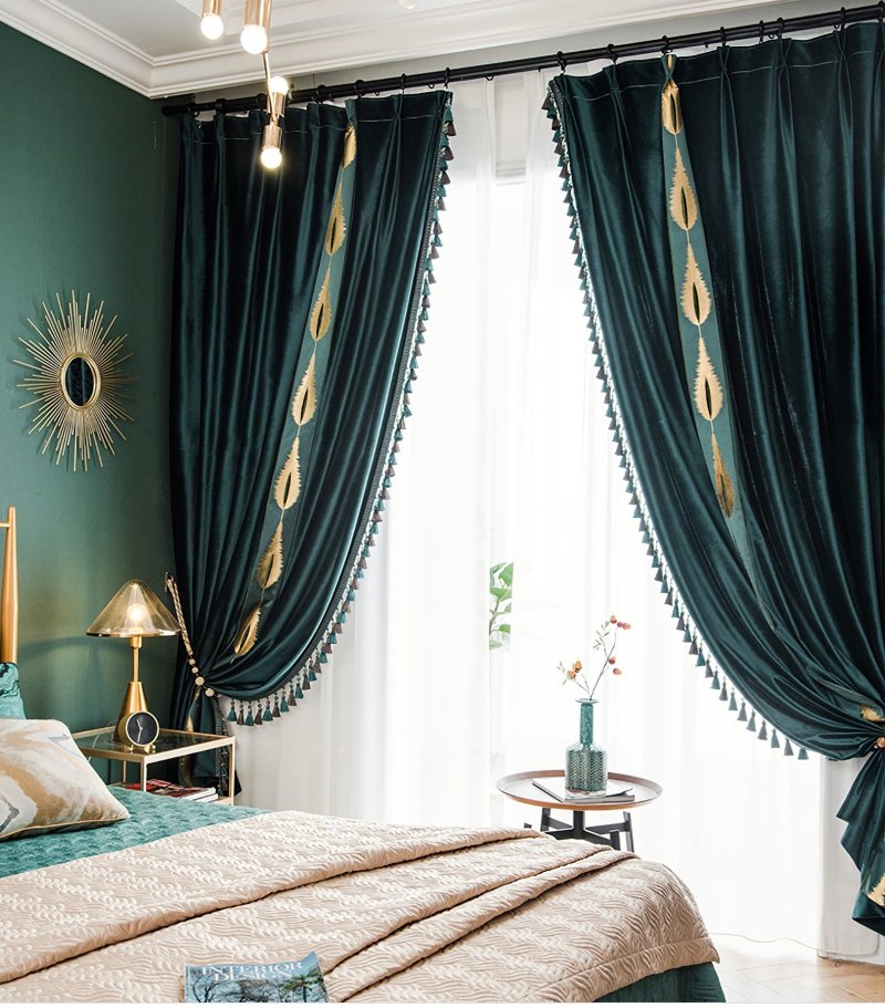 Green velvet curtains