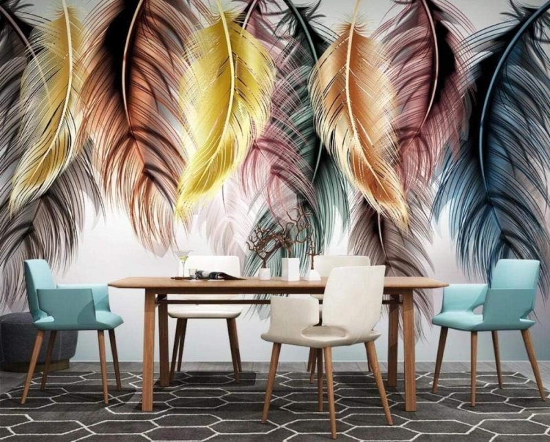 Feathers in the interior of the living room