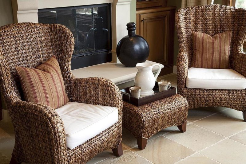 Rattan furniture in the interior