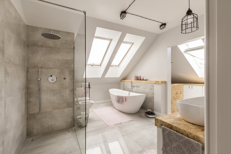 Bathroom design on the attic