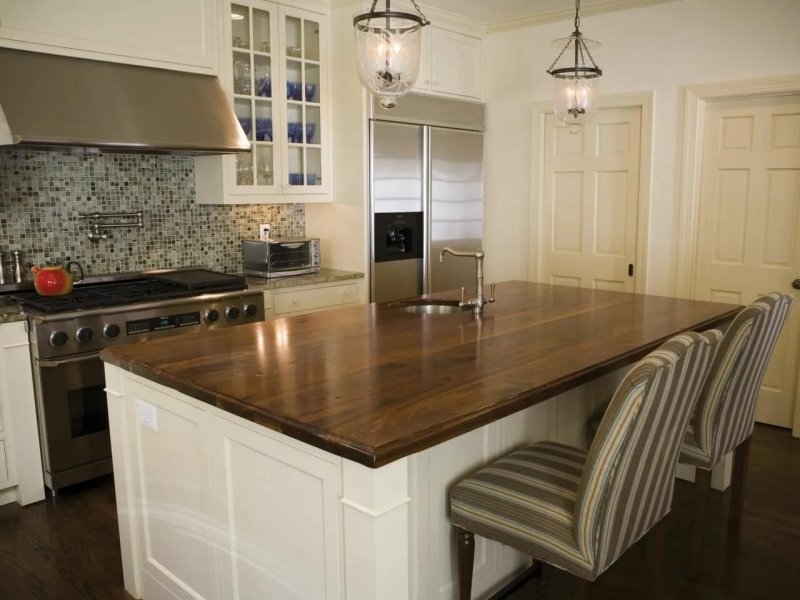 Kitchens with a wooden countertop