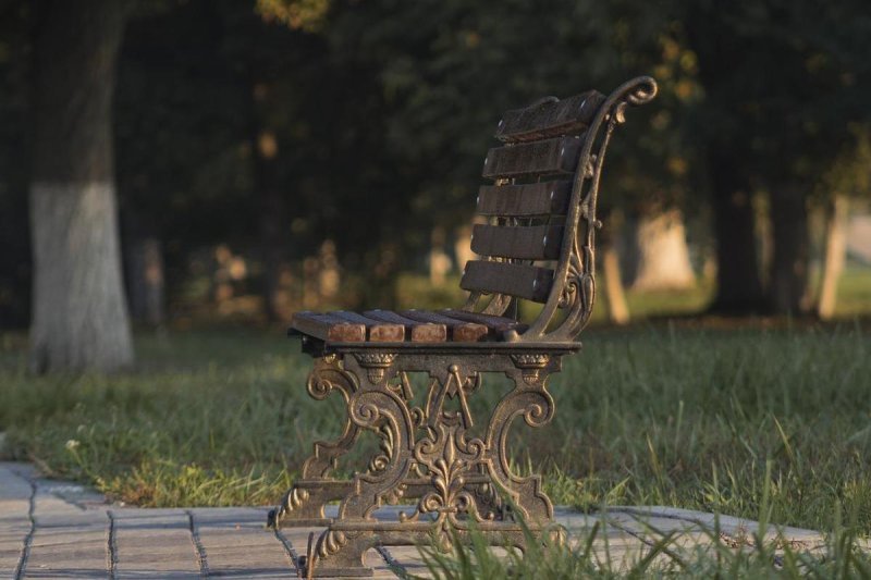 Forged benches in the park