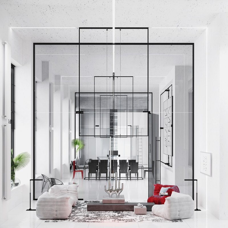 Glass partition for zoning