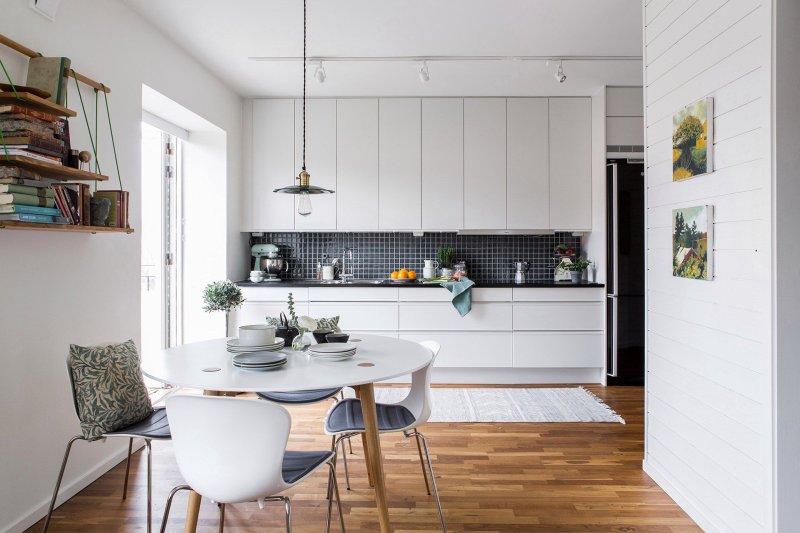 White kitchen in the Scandinavian style