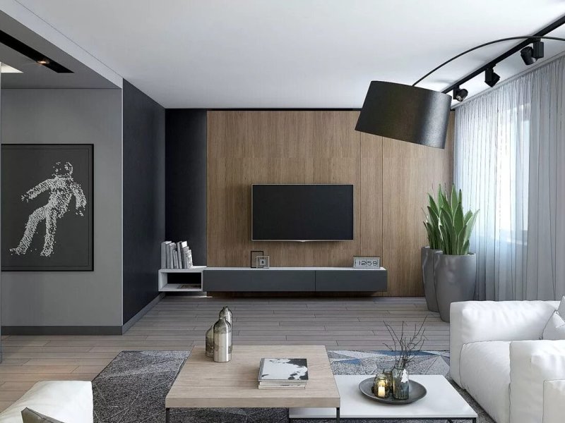 The interior of the living room in the style of minimalism