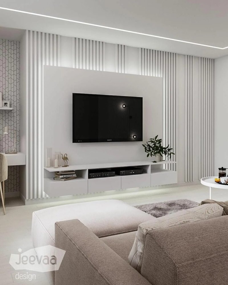 Design TV Zone in the living room in a modern style