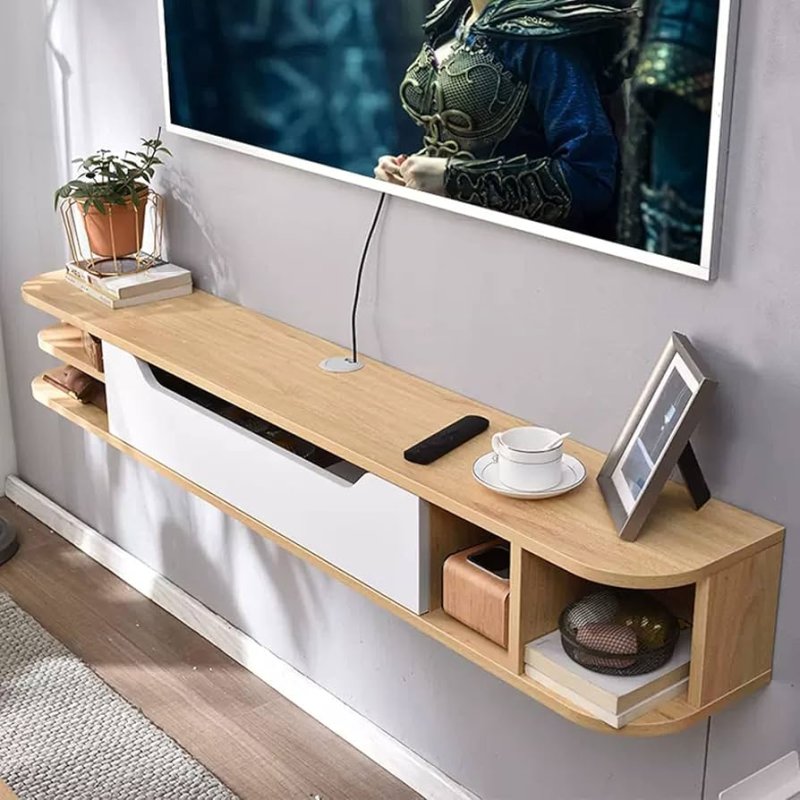 Hinged console with a drawer